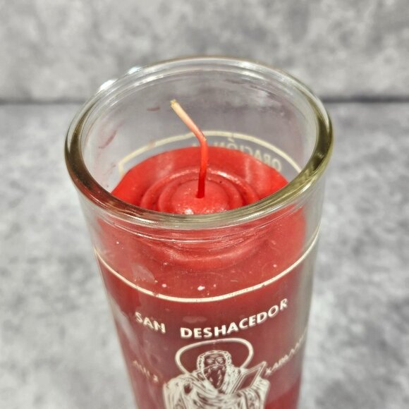 Prayer to Saint Undoer San Deshacedor Red Glass Candle Botanica Shamanic 8.5" - Picture 4 of 9